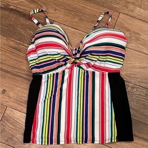 Lane Bryant Cacique Bathing Suit Top Takini Top Striped Bathing Suit